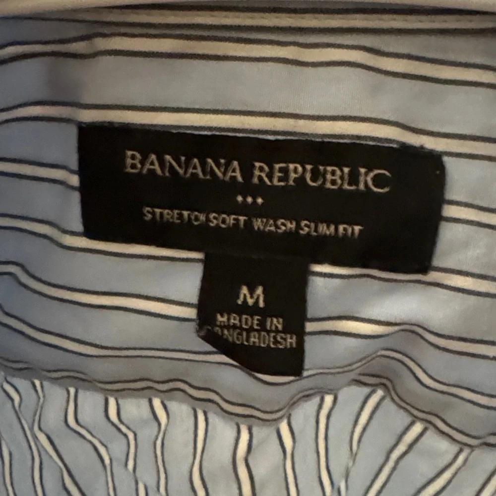 Banana Republic Blue and White Striped Casual Shirt